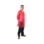 Disposable Red Visitor Coats, Popper (Stud) Fastening (Case x 50)
