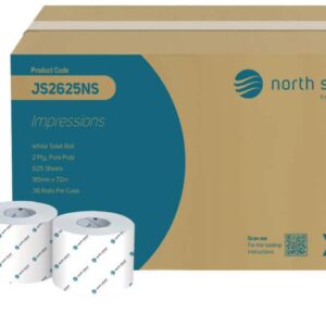 JS2625NS 2-Ply White Toilet Rolls North Shore Ecosoft 616