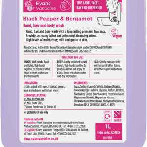 Evans Black Pepper & Bergamot Hand Wash (6 x 1 Litre Evolve Cartridge)